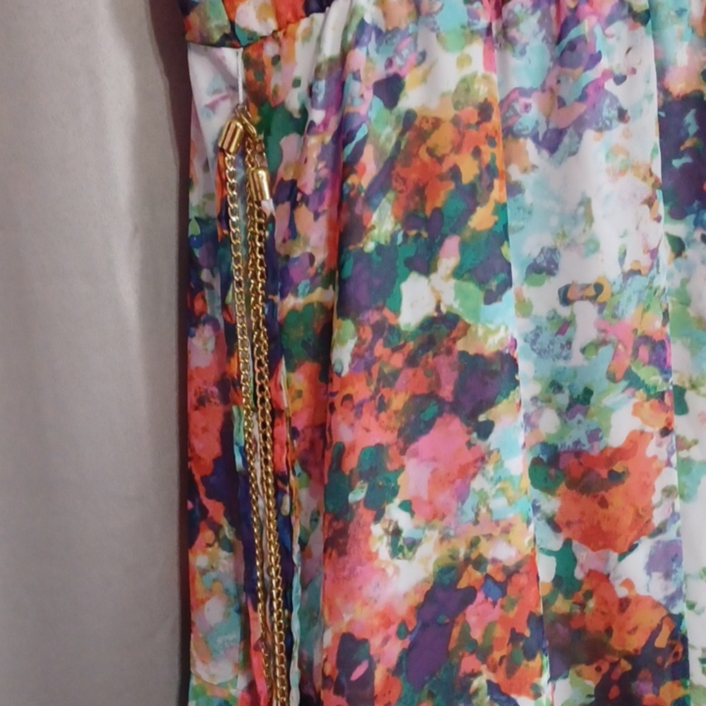 Thalia Soda Sleeveless Floral Dress Faux Wrap V-Neck Tiered Ruffle Hemline - Picture 13 of 16